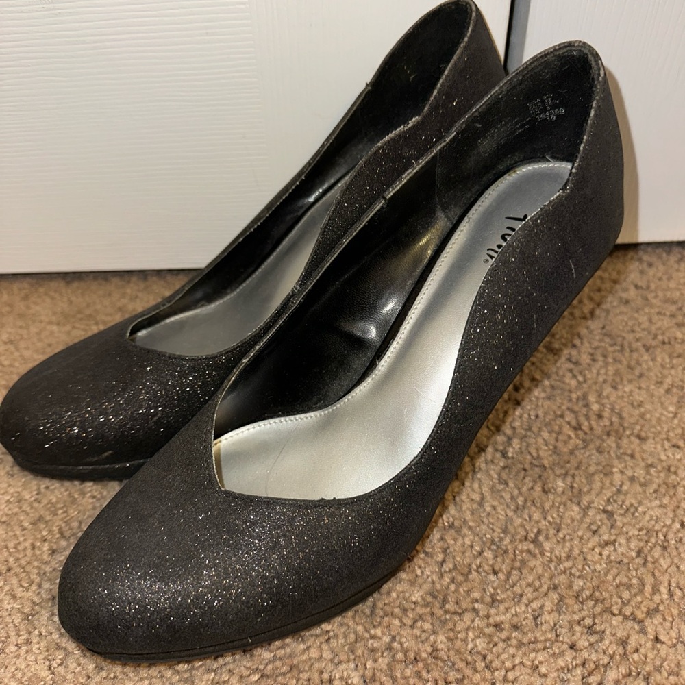 FIONI Clothing Black Glitter Heels